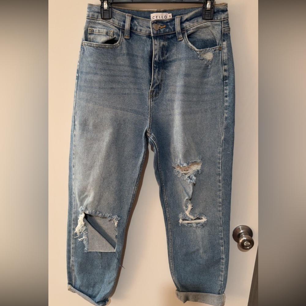 Cello Light Blue Distressed Boyfriend Jeans